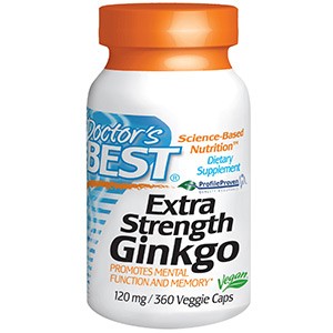 Doctor's Best, Extra Strength Ginkgo, 120 мг, 360 капсул