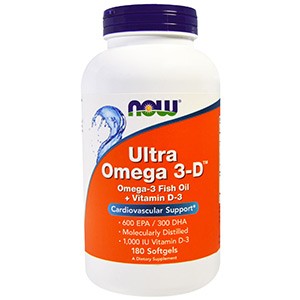 Now Foods, Ultra Omega 3-D, 180 капсул