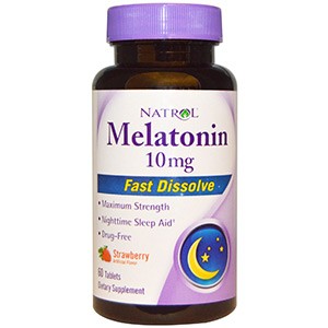 Natrol, Мелатонин быстрорастворимый со вкусом клубники, 10 мг, 60 таблеток