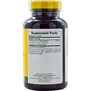 Nature's Plus, Яблочный пектин, 500 мг, 180 таблеток