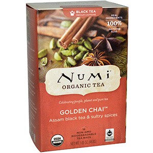 Numi Tea, Органический черный чай, со средним содержанием кофеина, Золотой чай