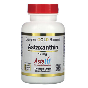 California Gold Nutrition, Астаксантин, чистый исландский AstaLif, 12 мг, 120 растительных мягких таблеток