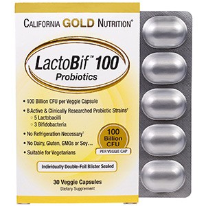 California Gold Nutrition, LactoBif 100 в блистере из двойной фольги