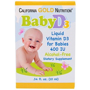 California Gold Nutrition, Витамин D3 в каплях для младенцев