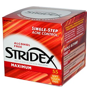 Stridex, Одношаговое средство от угрей, максимальная сила, без спирта