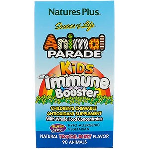 Nature's Plus, Источник жизни, Жевательные таблетки для детей для защиты иммунитета со вкусом тропических ягод