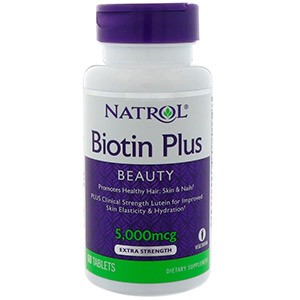 Natrol, Biotin Plus, красота, дополнительная сила с лютеином, 5000 мкг
