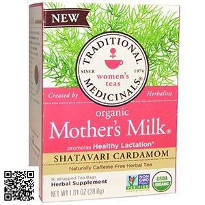 Чай для лактации Organic Mother's Milk, Shatavari Cardamom, без кофеина