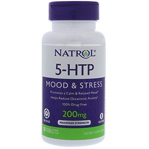 Natrol, 5-HTP, медленное высвобождение, максимальная сила