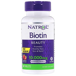 Natrol, Биотин, максимальная эффективность, клубника