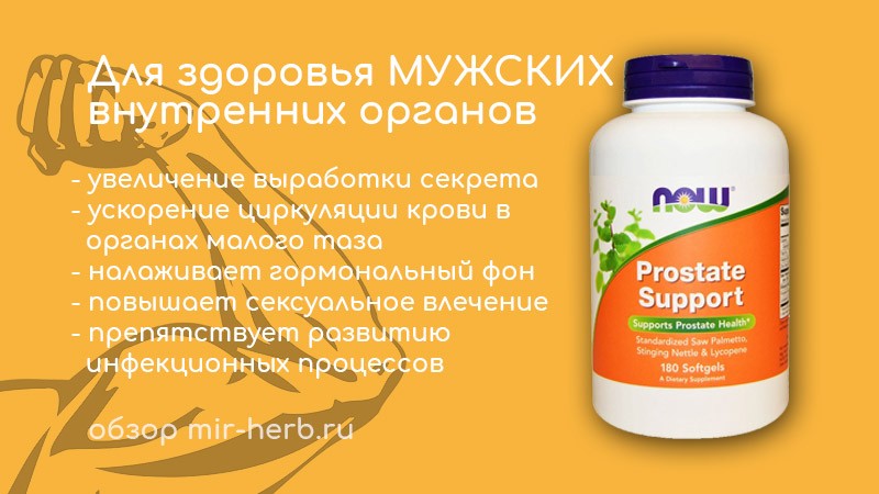 Комплекс Prostate Support от компании Now Foods: инструкция по применению, описание состава. Где купить дешевле всего?