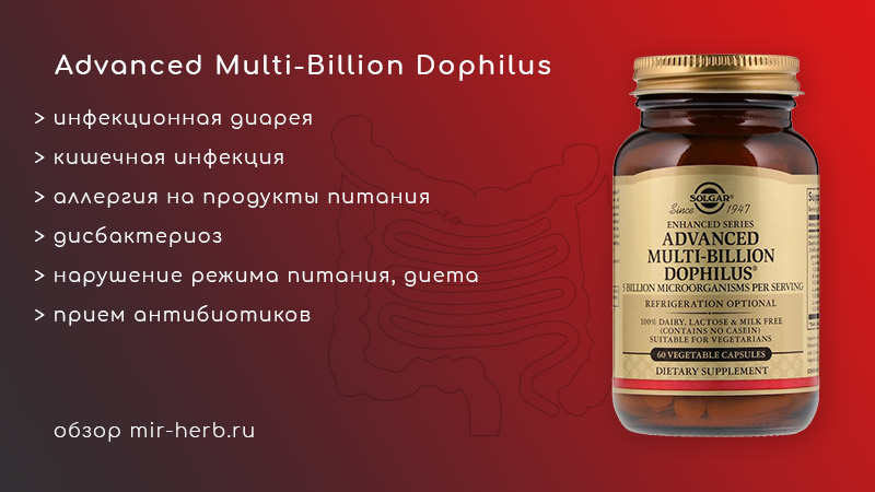 Описание комплекса Advanced Multi-Billion Dophilus (мульти биллион дофилус или мультидофилус) от компании Solgar