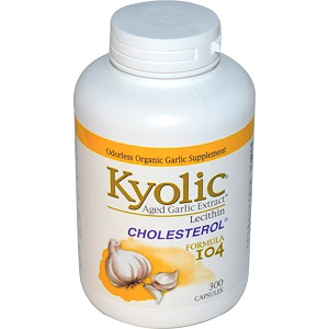 Kyolic, Экстракт выдержанного чеснока с лецитином, формула для снижения холестерина 104, 300 капсул