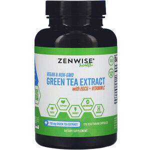Zenwise Health, Экстракт зеленого чая с EGCG и витамином C, 120 растительных капсул
