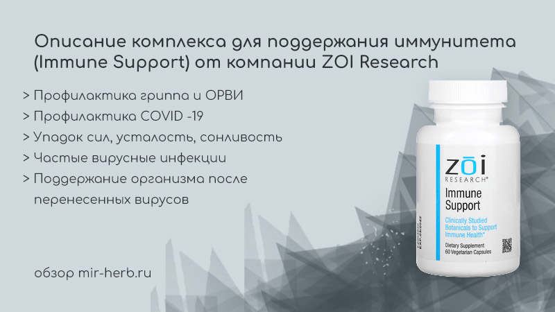 Описание комплекса для поддержания иммунитета (Immune Support) от компании ZOI Research: состав, инструкция по применению, отзывы