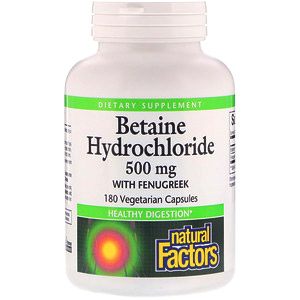 Natural Factors, Бетаина гидрохлорид с пажитником