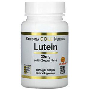 California Gold Nutrition, лютеин с зеаксантином, 20 мг, 60