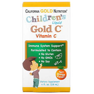 California Gold Nutrition, витамин C в жидкой форме для детей, класса USP, со вкусом терпкого апельсина