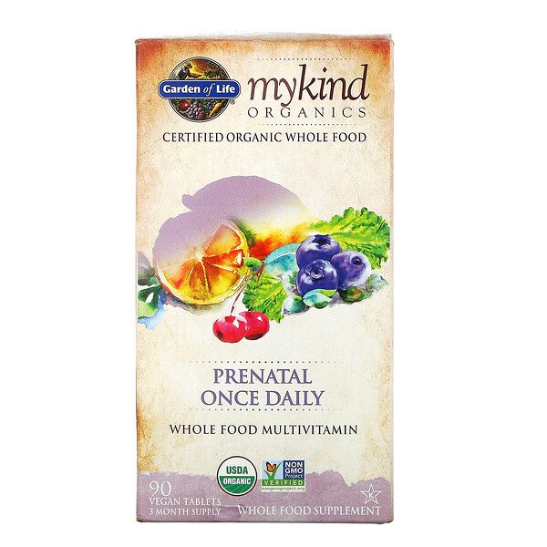 Garden of Life, MyKind Organics, пренатальные мультивитамины, одна таблетка в день, 90 веганских таблеток