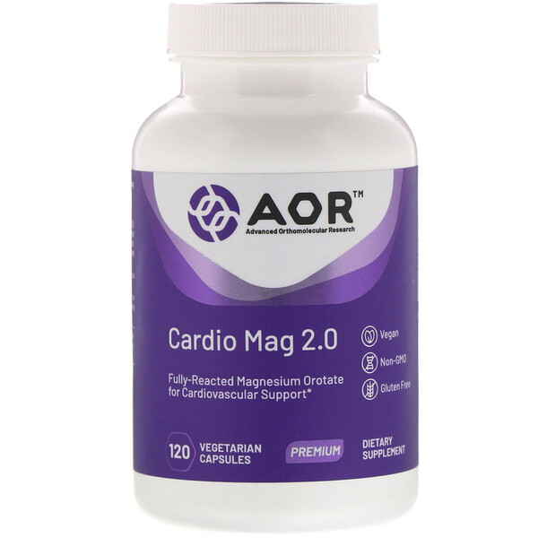 Advanced Orthomolecular Research AOR, Cardio Mag 2.0, 120 растительных капсул